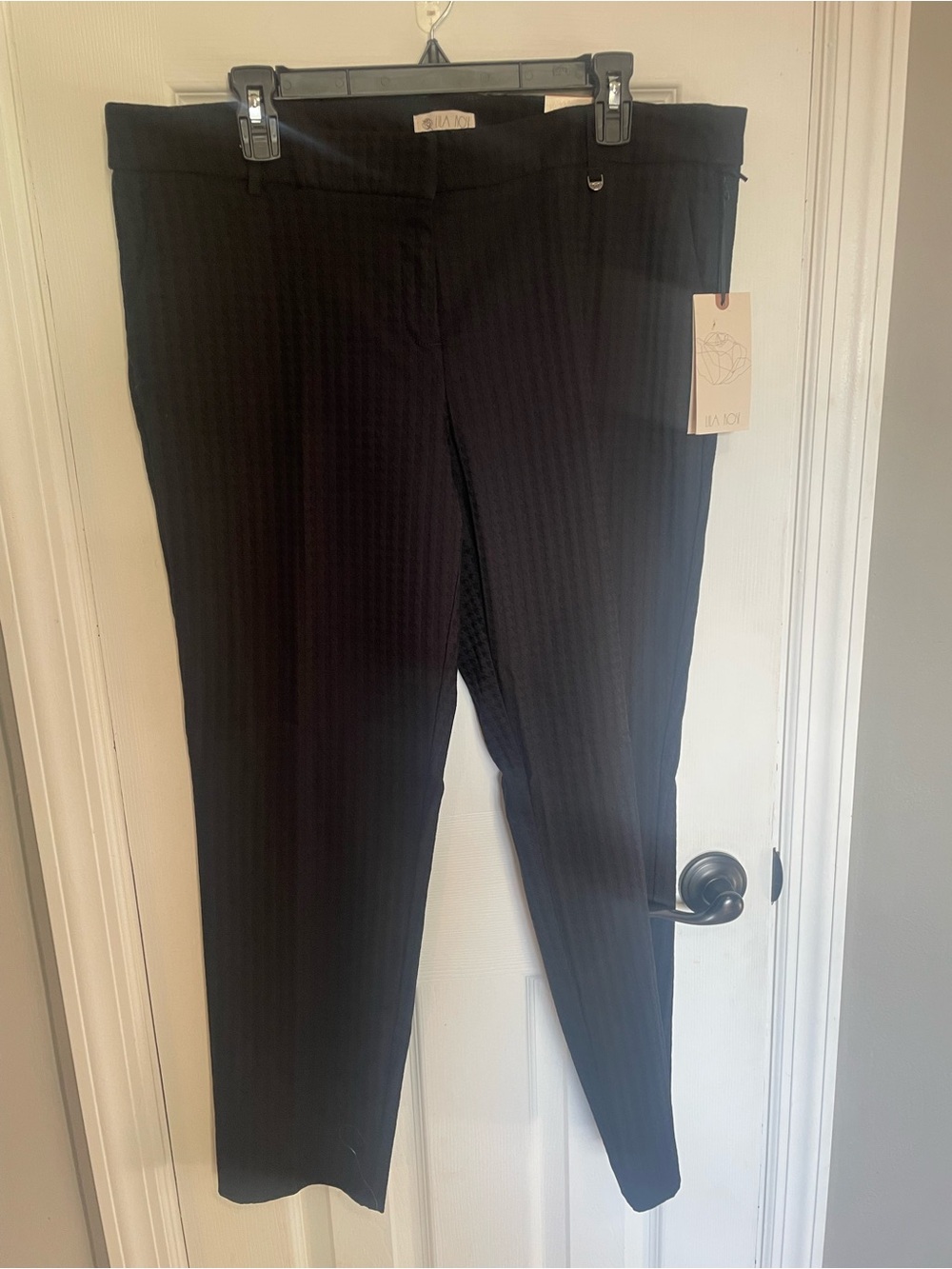 Lila Rose Black Embossed Pattern Straight Leg Pants